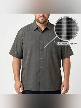 L.A.Beat Men's Black Plaid NWT Short Sleeve Button Down Shirt Size XL